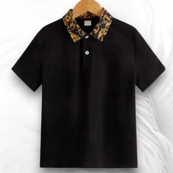 Summer Men's Baroque Print Collar Polo Shirt Size: L - Picture 1 of 5